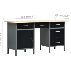 vidaXL Werkbank met vier wandpanelen en twee kasten