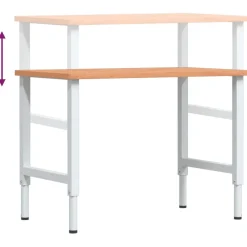 vidaXL Werkbank rechthoekig 100x60x(71,5-98) cm massief beukenhout
