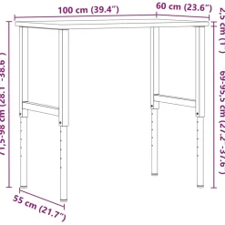 vidaXL Werkbank rechthoekig 100x60x(71,5-98) cm massief beukenhout