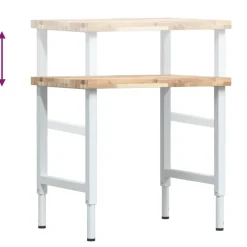 vidaXL Werkbank rechthoekig 80x60x(73-99,5) cm massief acaciahout