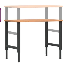 vidaXL Werkbank rechthoekig 100x60x(71,5-98) cm massief beukenhout