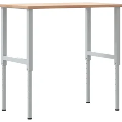 vidaXL Werkbank rechthoekig 100x60x(71,5-98) cm massief eikenhout