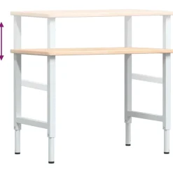 vidaXL Werkbank rechthoekig 100x60x(71,5-98) cm massief eikenhout