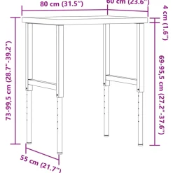 vidaXL Werkbank rechthoekig 80x60x(73-99,5) cm massief acaciahout
