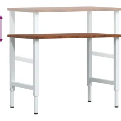vidaXL Werkbank rechthoek 100x60x(71,5-98) cm eikenhout donkerbruin