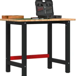 vidaXL Werkbank rechthoek 100x60x81,5 cm massief eikenhout lichtbruin