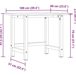 vidaXL Werkbank rechthoek 100x60x81,5 cm massief eikenhout lichtbruin