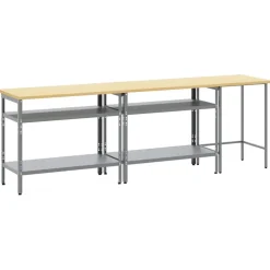 vidaXL Werkbankset 3 st Beige en Grijs Gepoedercoat staal