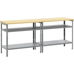 vidaXL Werkbankset 2 st Beige en Grijs Gepoedercoat staal