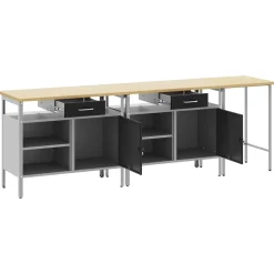 vidaXL Werkbankset 3 st Rood en Grijs Gepoedercoat staal