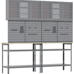 vidaXL Werkbankset 8 st Rood en Grijs Gepoedercoat staal