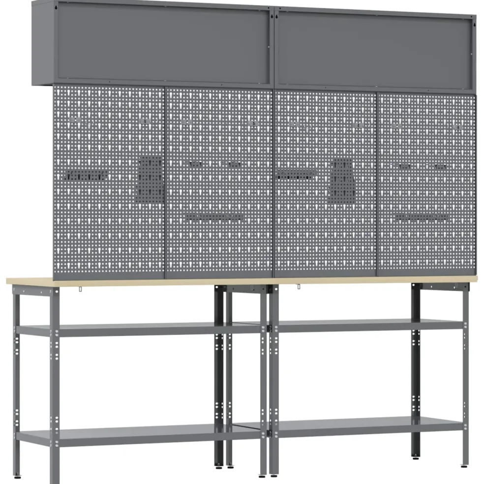 vidaXL Werkbankset 8 st Rood en Grijs Gepoedercoat staal