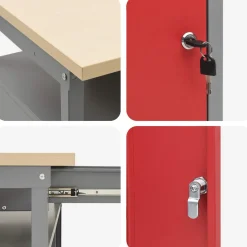 vidaXL Werkbankset 2 st Rood Gepoedercoat staal
