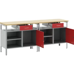 vidaXL Werkbankset 2 st Rood Gepoedercoat staal