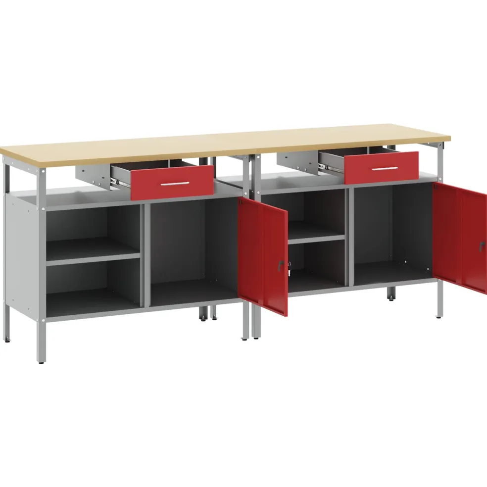 vidaXL Werkbankset 2 st Rood Gepoedercoat staal