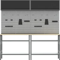 vidaXL Werkbankset 8 st Zwart en Grijs Gepoedercoat staal