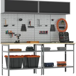vidaXL Werkbankset 8 st Zwart en Grijs Gepoedercoat staal