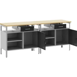 vidaXL Werkbankset 2 st Zwart Gepoedercoat staal
