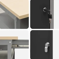vidaXL Werkbankset 2 st Zwart Gepoedercoat staal