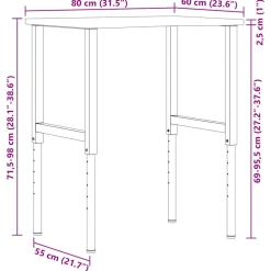 vidaXL Werkbank 80x60x(71,5-98) cm eikenhout donkerbruin