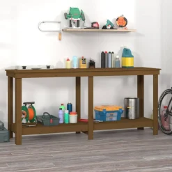 vidaXL Werkbank 180x50x80 cm massief grenenhout honingbruin