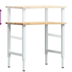 vidaXL Werkbank 80x60x(71,5-98) cm massief eikenhout