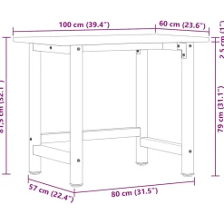 vidaXL Werkbank 100x60x81,5 cm massief eikenhout