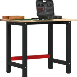 vidaXL Werkbank 100x60x81,5 cm massief eikenhout