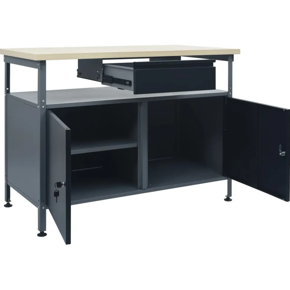 vidaXL Werkbank 120x60x85 cm staal zwart