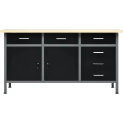 vidaXL Werkbank 160x60x85 cm staal zwart