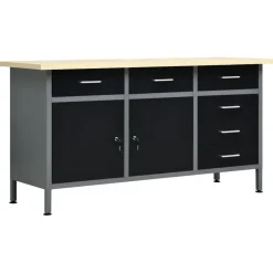 vidaXL Werkbank 160x60x85 cm staal zwart