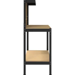 vidaXL Werkbank Zwart 114 x 54 x 145 cm Bewerkt hout en metaal