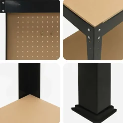vidaXL Werkbank Zwart 114 x 54 x 145 cm Bewerkt hout en metaal