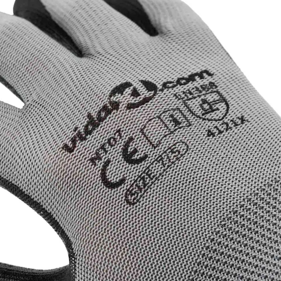 vidaXL Werkhandschoenen 12 st Grijs en zwart 7 / S Polyester