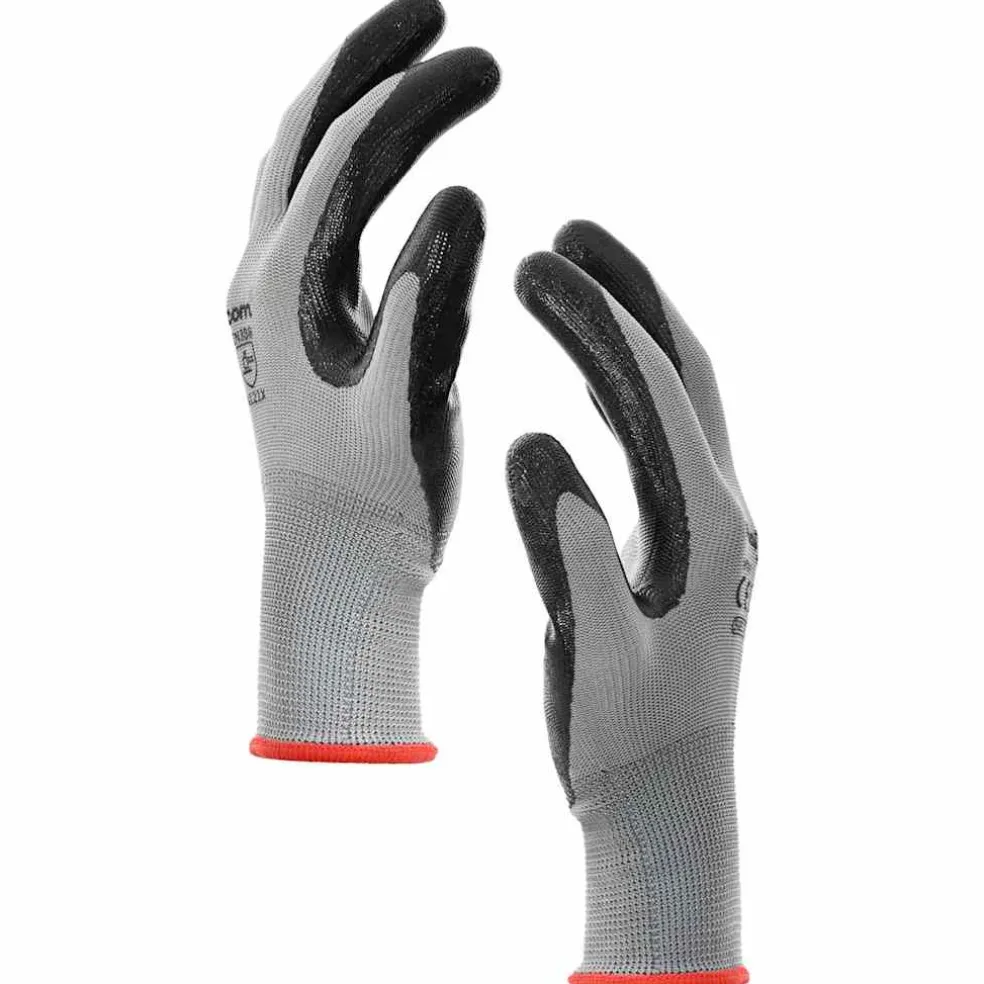 vidaXL Werkhandschoenen 12 st Grijs en zwart 7 / S Polyester
