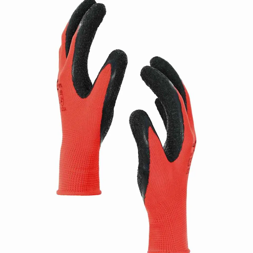 vidaXL Werkhandschoenen 12 st Rood en Zwart 7 / S Latexcoating