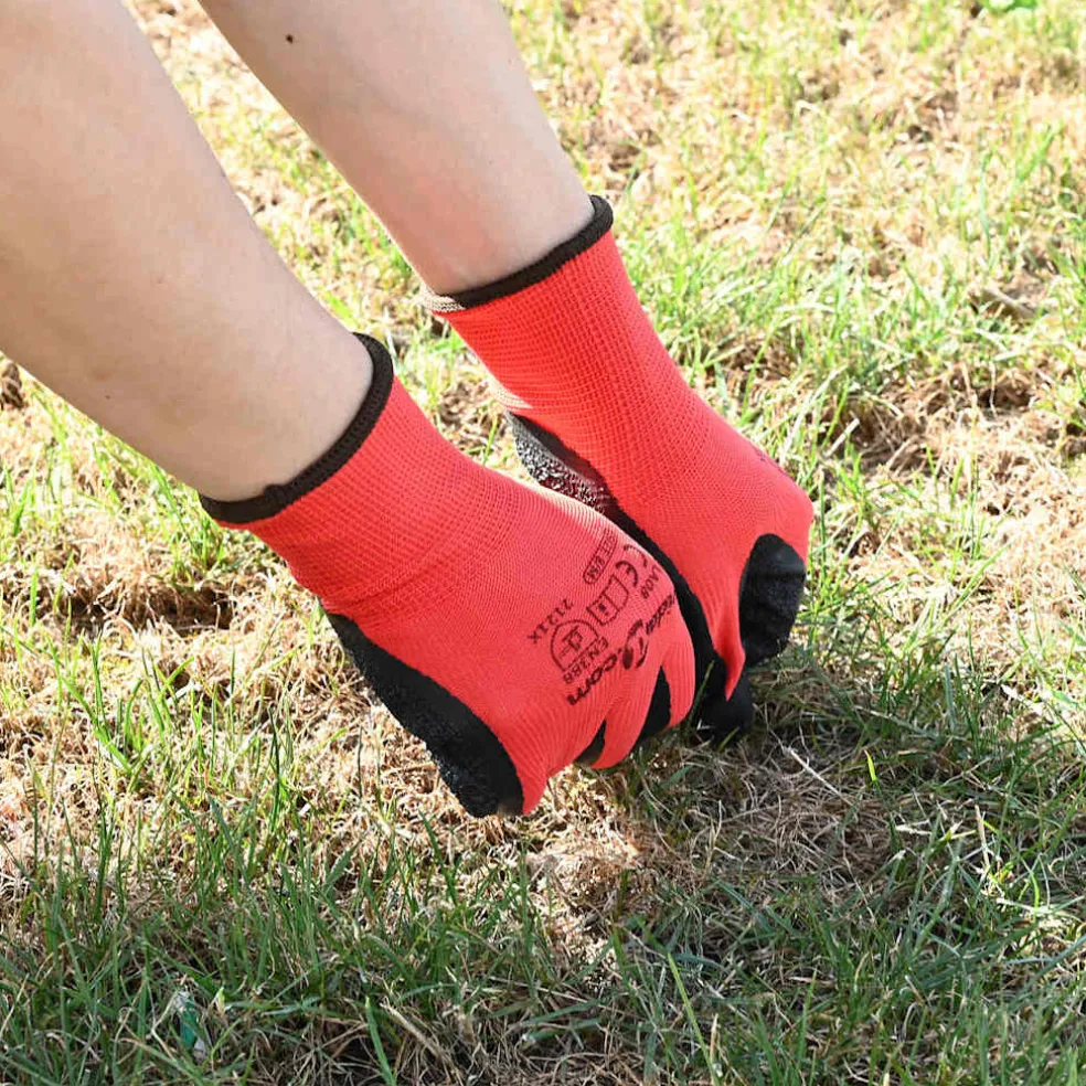 vidaXL Werkhandschoenen 12 st Rood en Zwart 7 / S Latexcoating