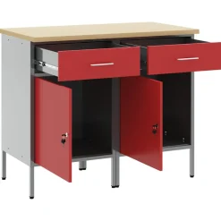 vidaXL Werk kast met lade met slot 2 st Rood en Grijs 100 x 55 x 85 cm