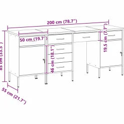 vidaXL Werk kast met lade met slot 4 st Rood Engineered hout en staal