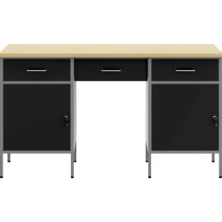 vidaXL Werk kast met lade met slot 8 st Zwart Engineered hout en staal