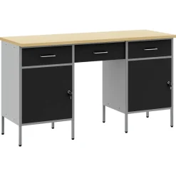 vidaXL Werk kast met lade met slot 8 st Zwart Engineered hout en staal