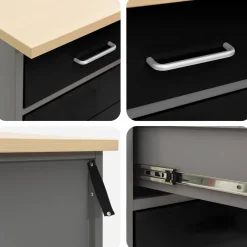 vidaXL Werk kast met lade met slot 5 st Zwart Engineered hout en staal