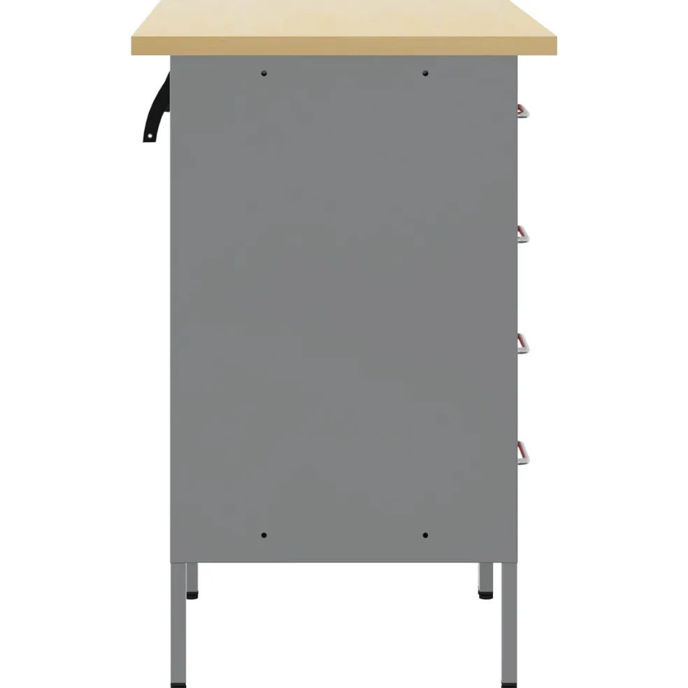 vidaXL Werk kast met lade met slot 2 st Rood en Grijs 100 x 55 x 85 cm