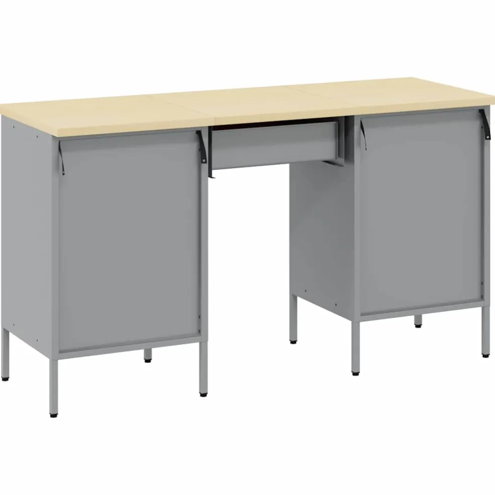 vidaXL Werk kast met lade met slot 3 st Rood Engineered hout en staal
