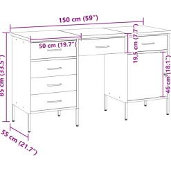 vidaXL Werk kast met lade met slot 3 st Rood Engineered hout en staal
