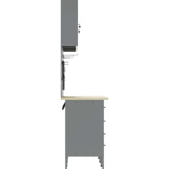 vidaXL Werk kast met lade met slot 7 st Zwart Engineered hout en staal