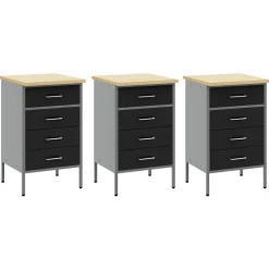 vidaXL Werk kast met lade met slot 7 st Zwart Engineered hout en staal