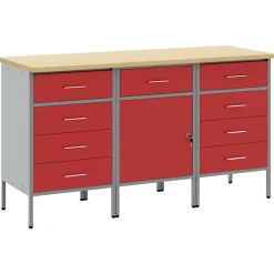 vidaXL Werk kast met lade 3 st Rood en Grijs 150 x 55 x 85 cm
