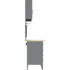 vidaXL Werk kast met lade 7 st Rood en Grijs Engineered hout en staal