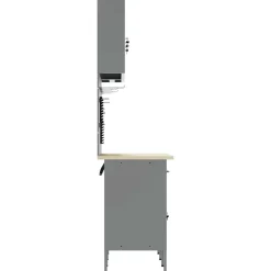 vidaXL Werk kast met lade 8 st Rood en Grijs Engineered hout en staal